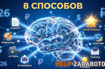Как зарабатывать на нейросетях в 20246 - инфографика 8 способов заработка на ChatGPT и AI с иконками