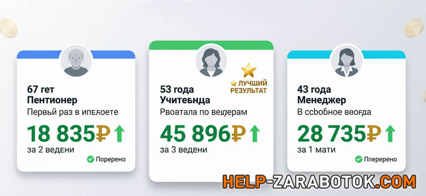 Реальные результаты заработка без вложений - пенсионер, учительница и менеджер заработали от 18 до 45 тысяч рублей