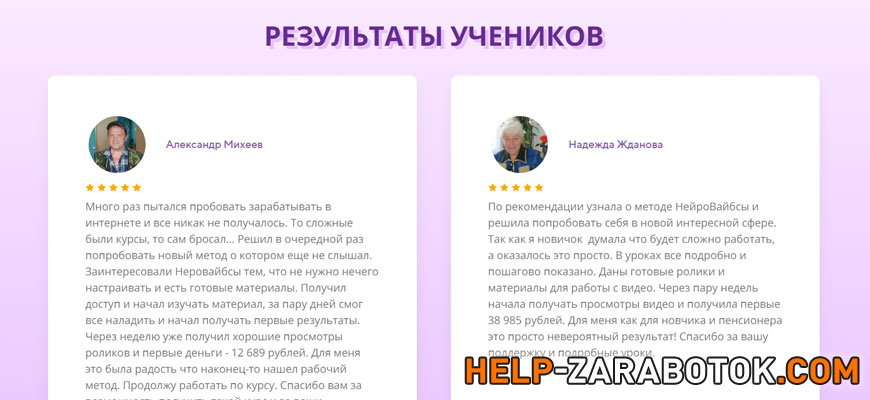 Результаты учеников первого потока курса Нейровайбсы Результаты заработка по курсу Нейровайбсы